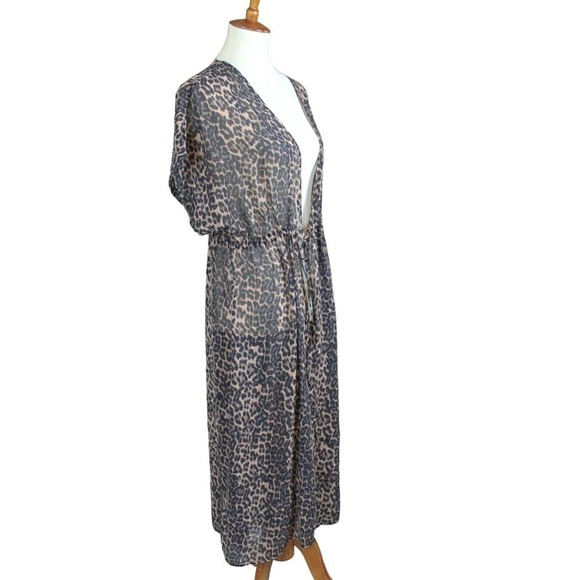 Time and True Leopard Animal Print Kimono Women Size L-XL NWT Beach Cover Up - Picture 2 of 6